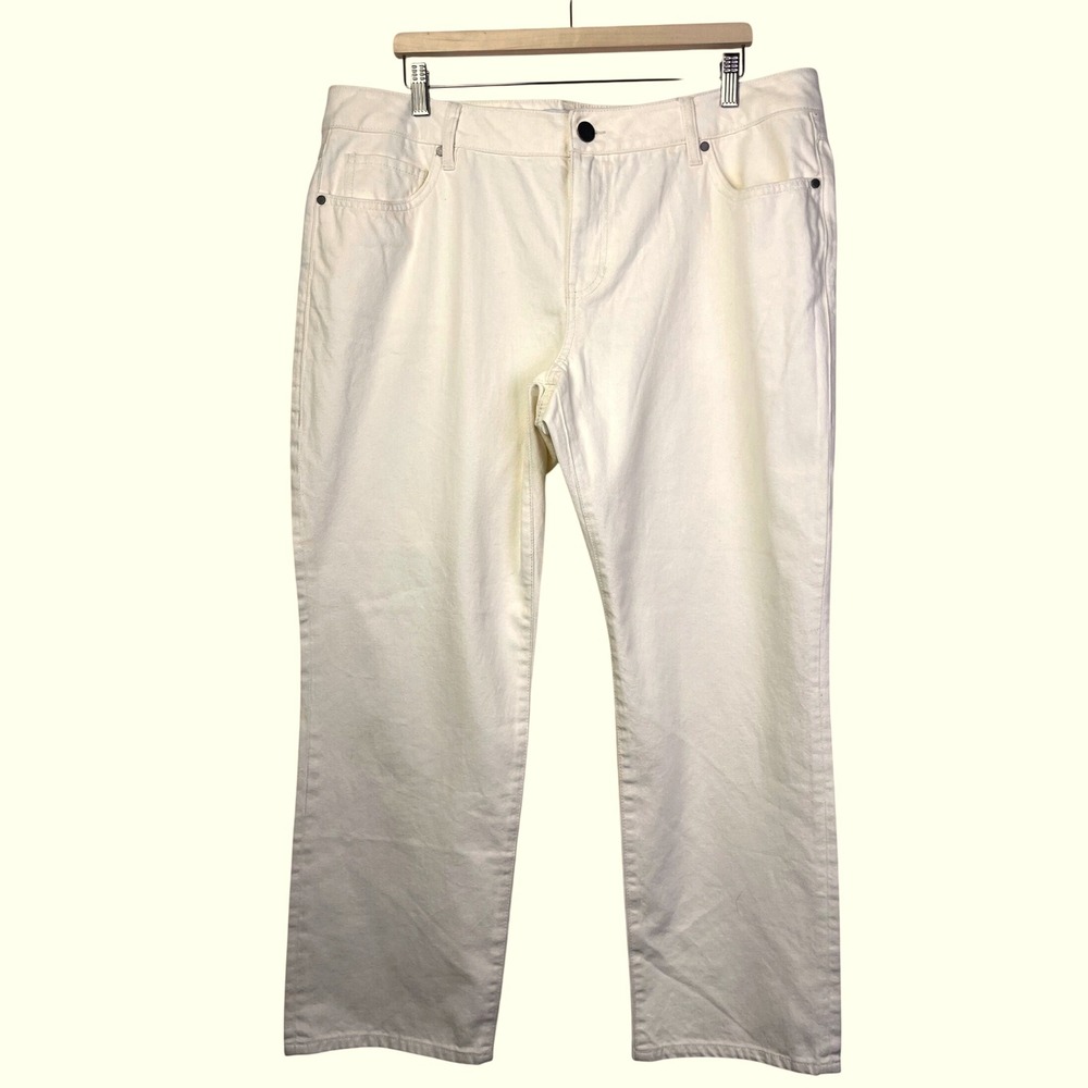 Cabi Jeans Women's Size 16‎ Cream Denim Pants Straight Leg Classic Style